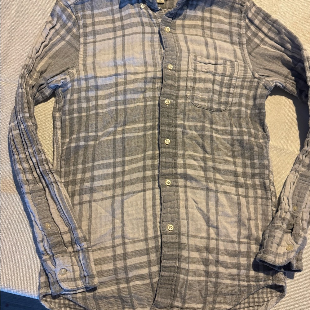 J. Crew Light Gray Plaid Button Down Shirt